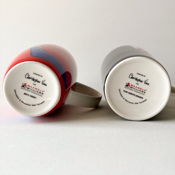 Christopher Vine Maxwell Williams Sky High & The Gentleman Set 2 Mugs Black/Red - Picture 3 of 9